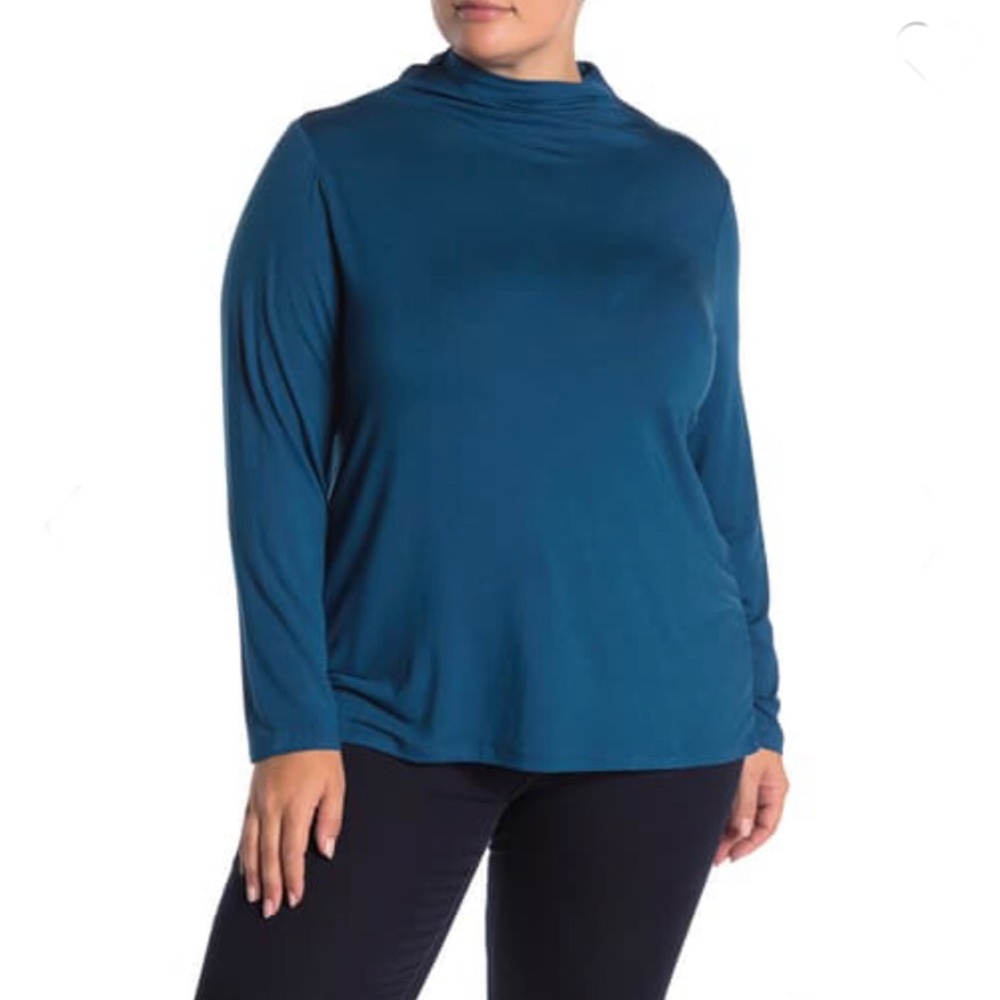 ➕🆕 GRACE ELEMENTS Lurex Knit Turtle Neck Blue size 0X (86)